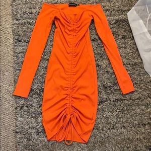 Off shoulder ruched dress